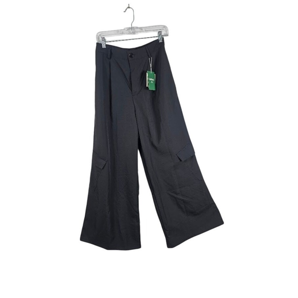 Halara‎ Cargo Pants Women Small Black Wide Leg High Waisted Pleated NWT Trousers